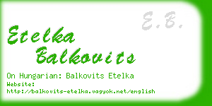 etelka balkovits business card